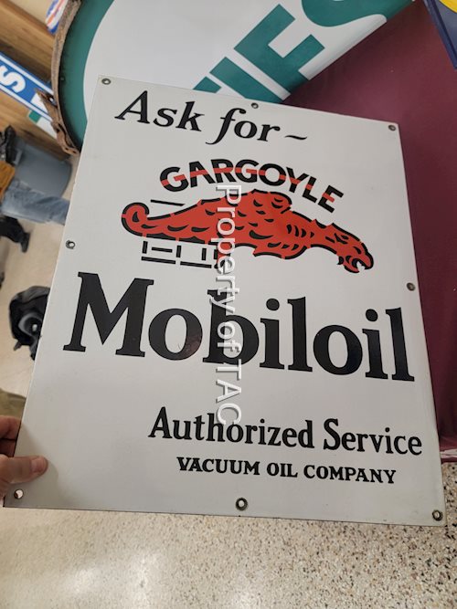Ask for Gargoyle Mobiloil Porcelain Cabinet Sign