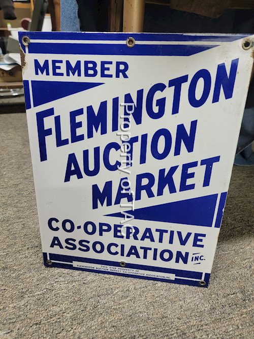 Member Flemington Auction Market Coop Porcelain Sign