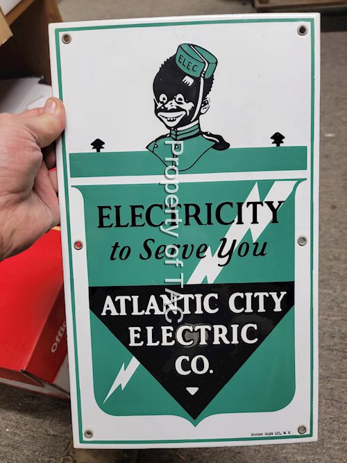 Atlantic City Electric Co. "Electricity to Serve You" w/Image Porcelain Sign