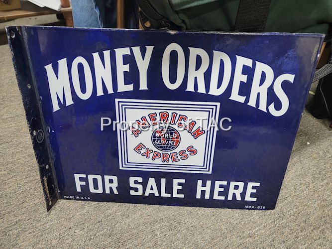 American Express Money Orders For Sale Here Porcelain Flange Sign