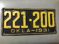 Oklahoma License Plates # 221-200