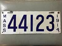 Massachusetts License Plate # 44123