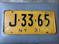 New York License Plates # J-33-65