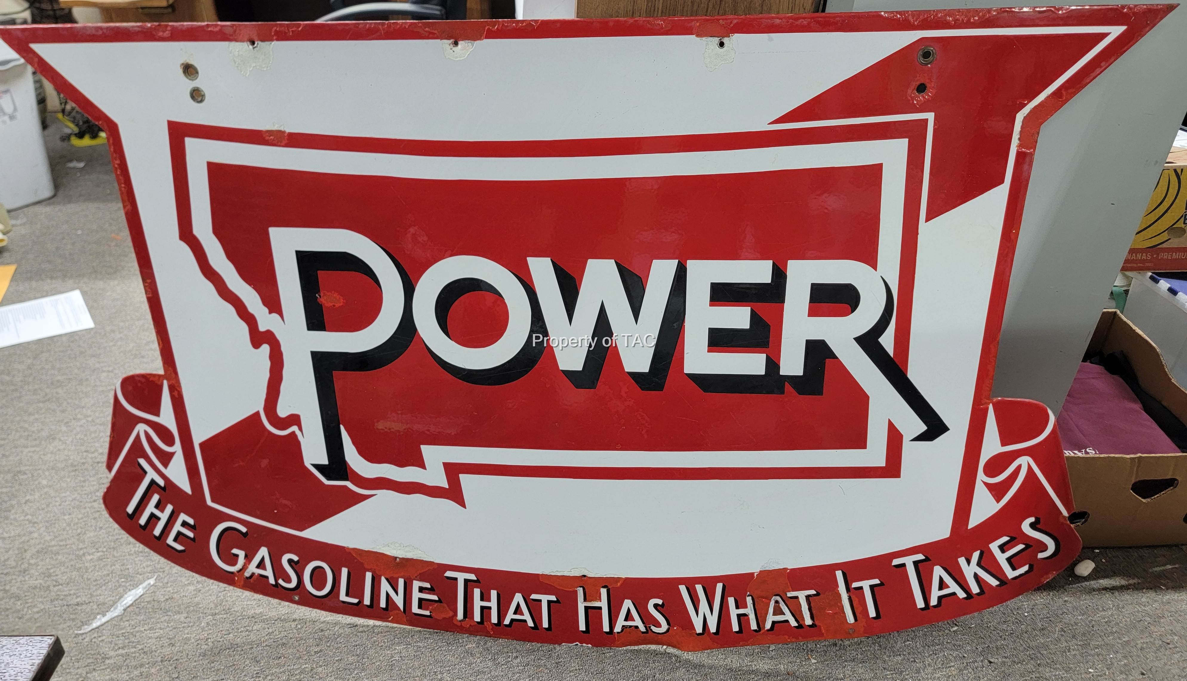 "Power" The Gas That Has What It Takes Porcelain Sign (Montana)