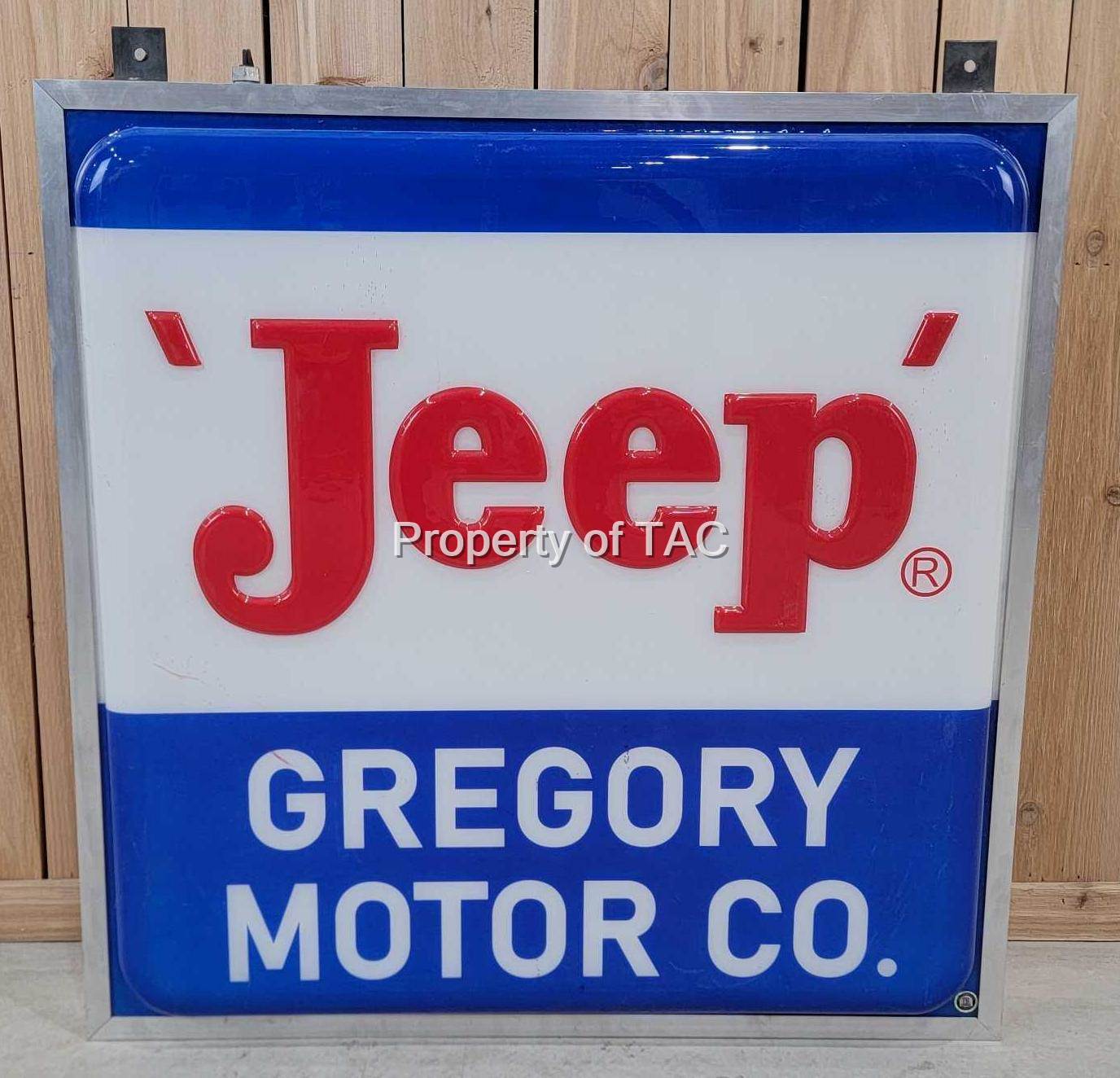 "Jeep" Gregory Motor Co. Plastic Lighted Sign