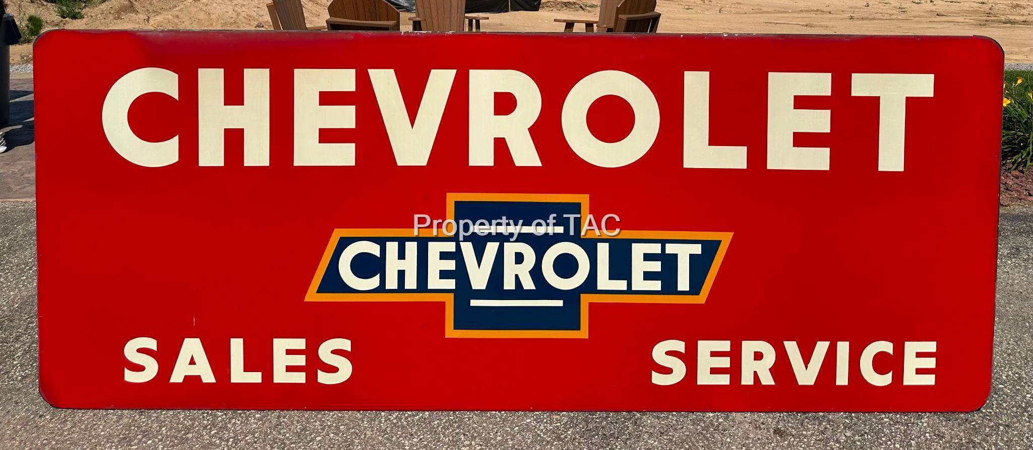 "NOS" Chevrolet Sales  Service w/ Logo Metal Dealership Sign