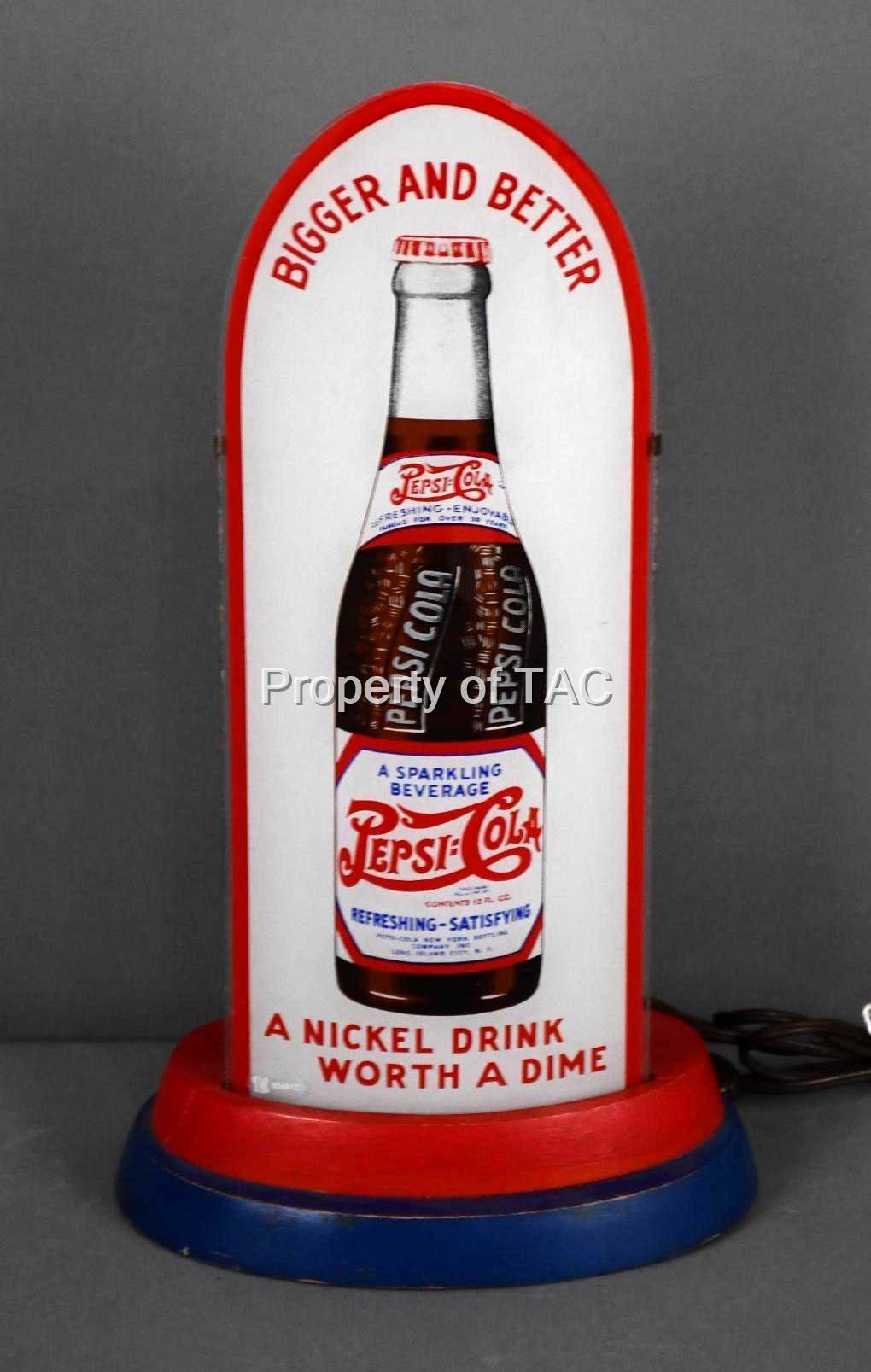 "Rare, Unique & Stunning" Pepsi:Cola "Bigger and Better" w/Bottle Logo Lighted Bullet Light