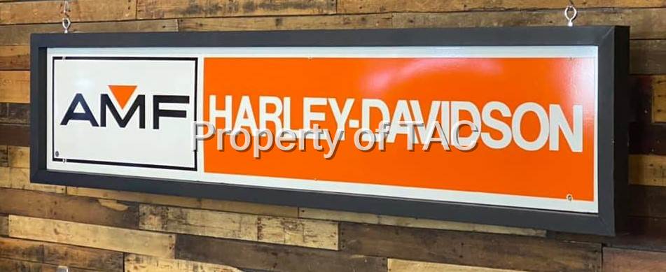 AMF Harley Davidson Motorcycles Self Framed Porcelain Sign