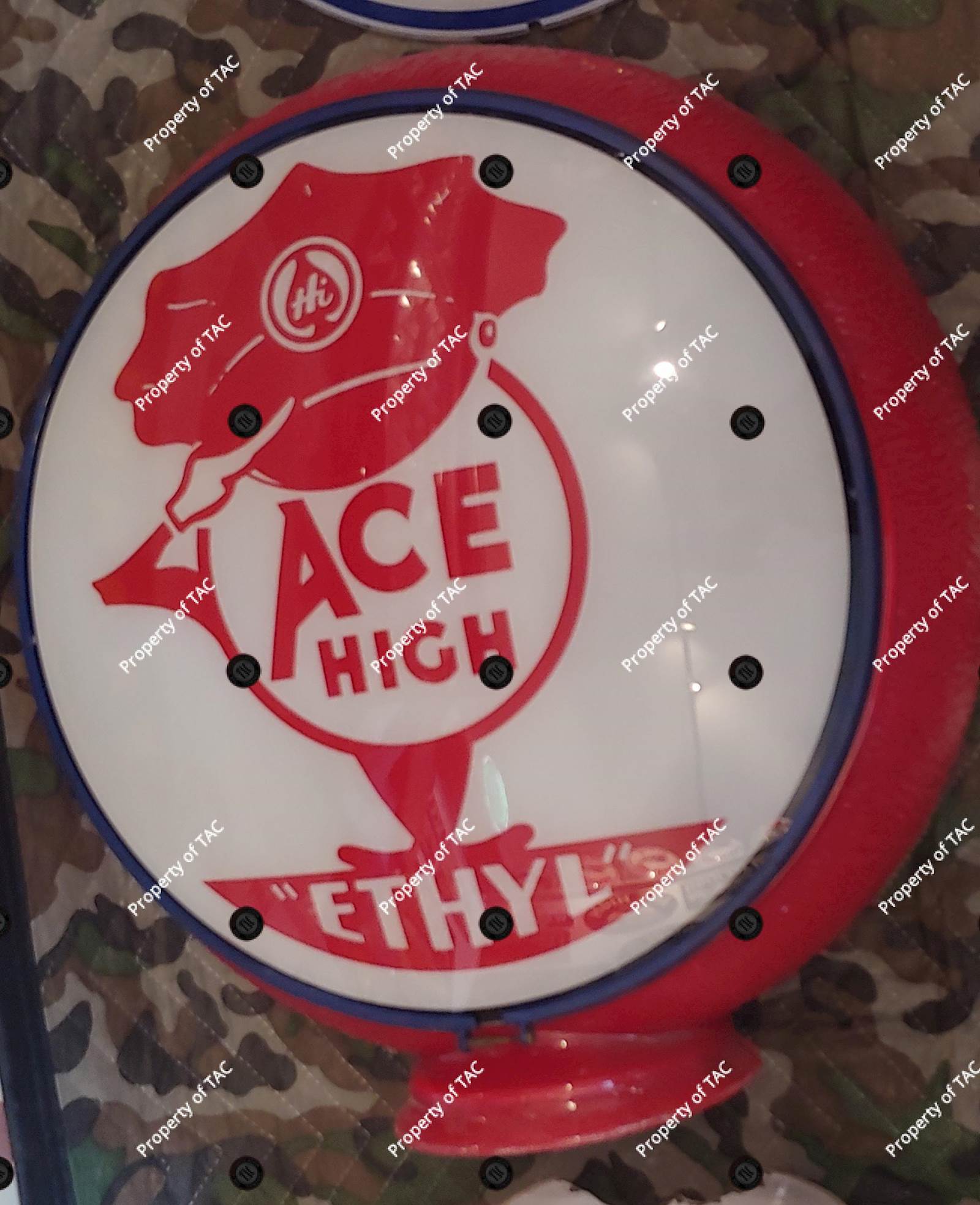 Ace High Ethyl" w/Cop logo 13.5" Single Globe Lens"