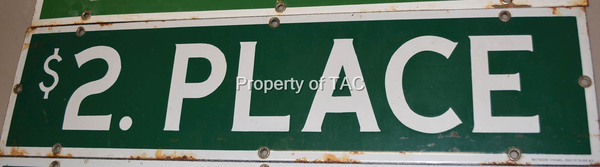 $2 Place Horse Track Betting Porcelain Window Sign