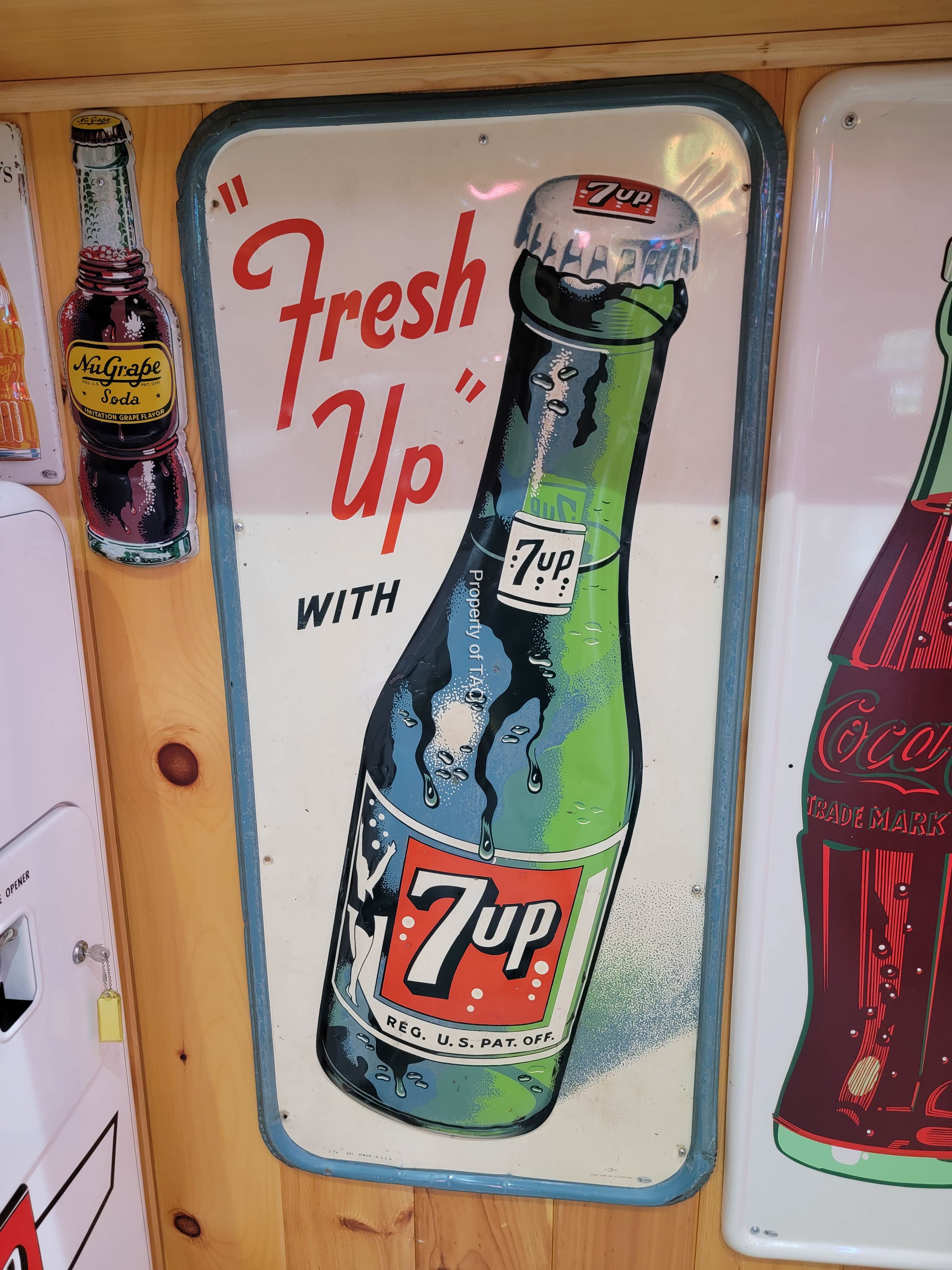 "Fresh Up" with 7up w/Lady on the Bottle Metal Sign