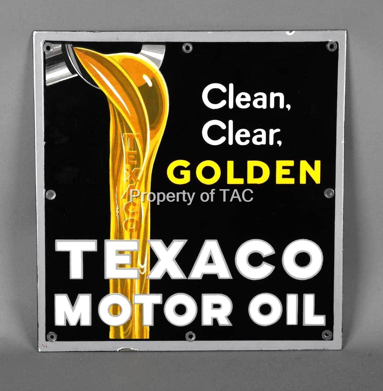 "IMPRESSIVE" Texaco Golden Motor Oil Porcelain Sign