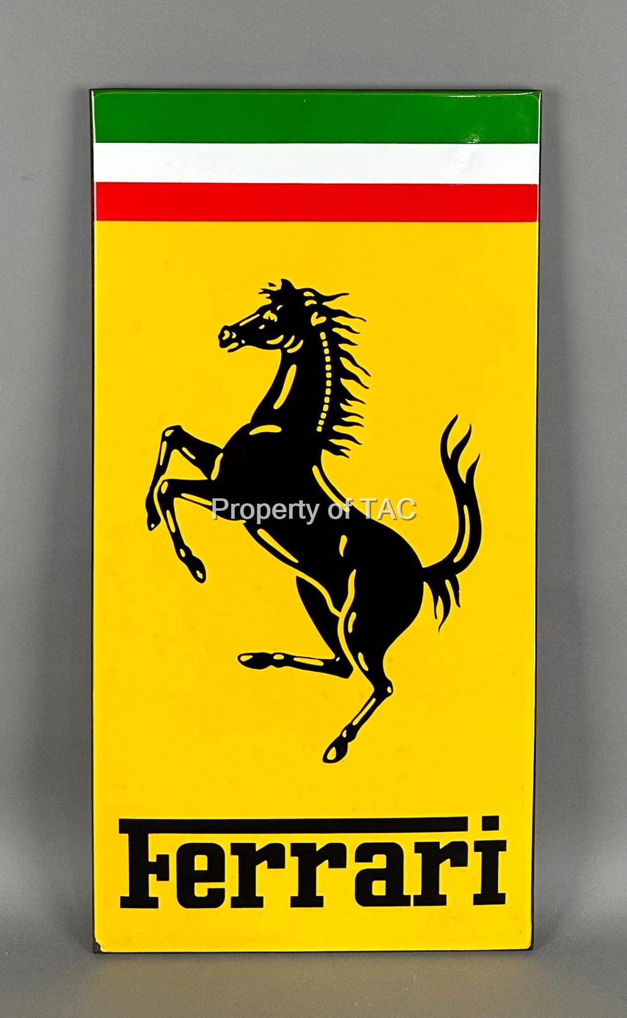 "Impressive" Ferrari w/Prancing Horse Logo Porcelain Sign