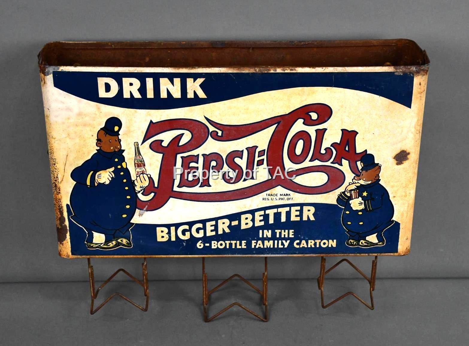 "Hard to Find" Drink Pepsi-Cola w/Two Cops Metal Country Store Bag Holder