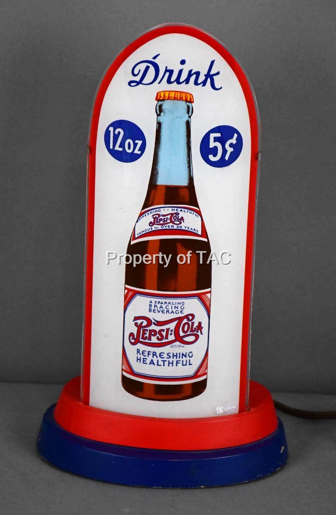 "Rare, Unique & Stunning" Drink Pepsi:Cola 12oz 5Â¢ w/Bottle Glass Bullet Light