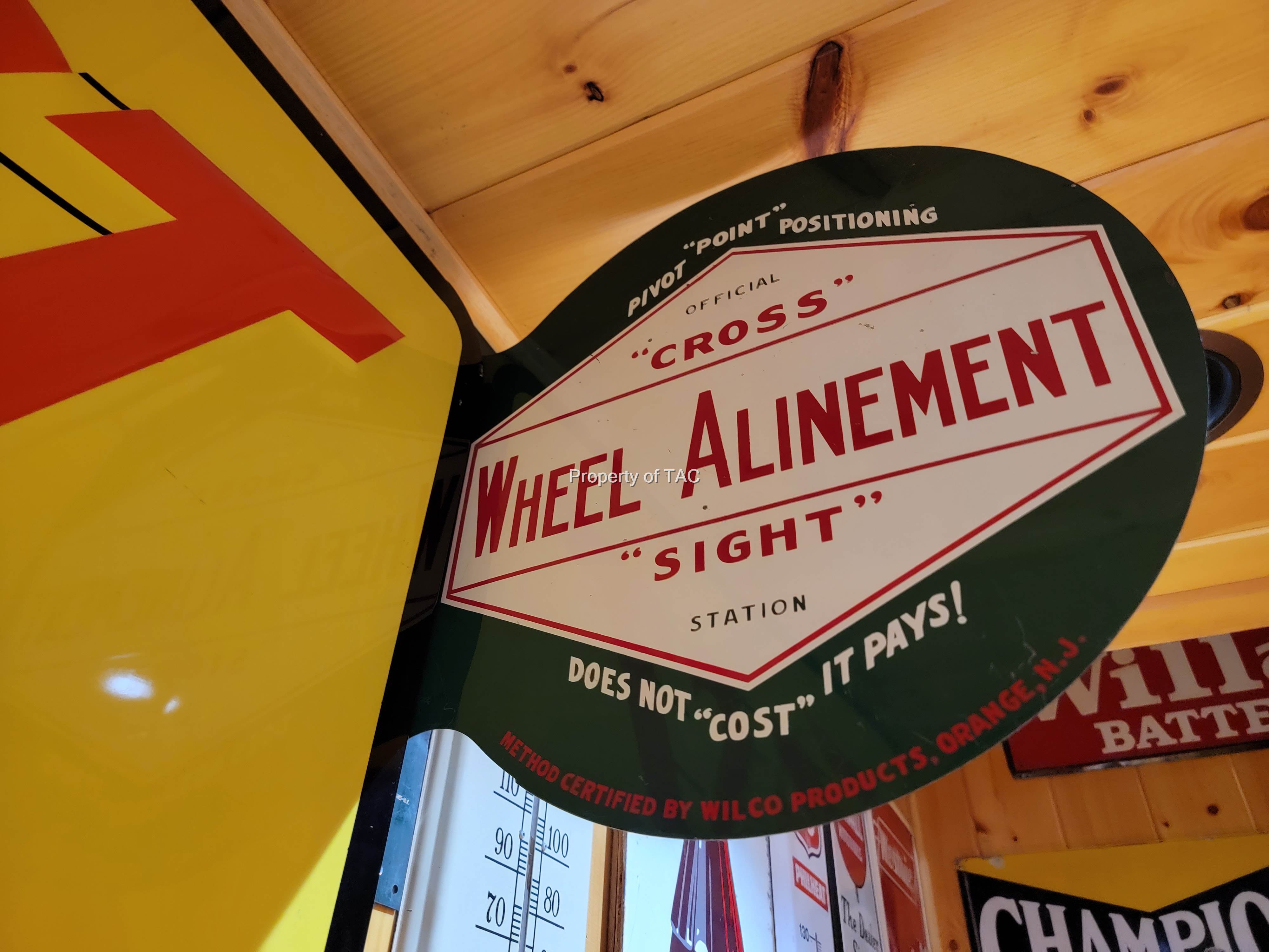 "Cross Sight" Wheel Alinement Metal Flange Sign