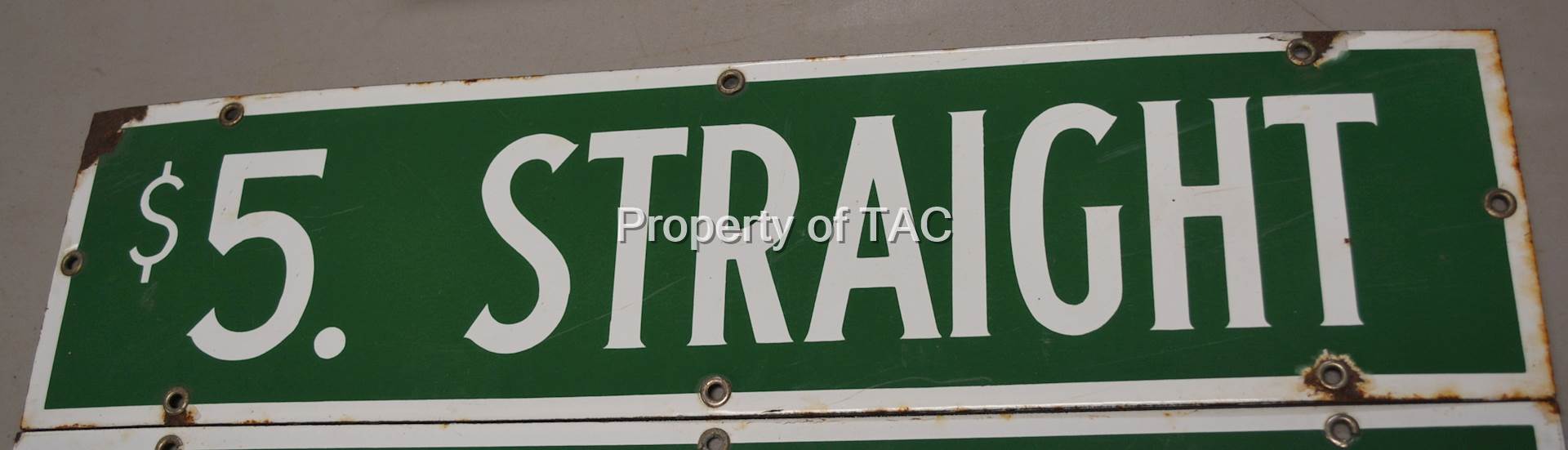 $5 Straight Horse Track Betting Porcelain Window Sign