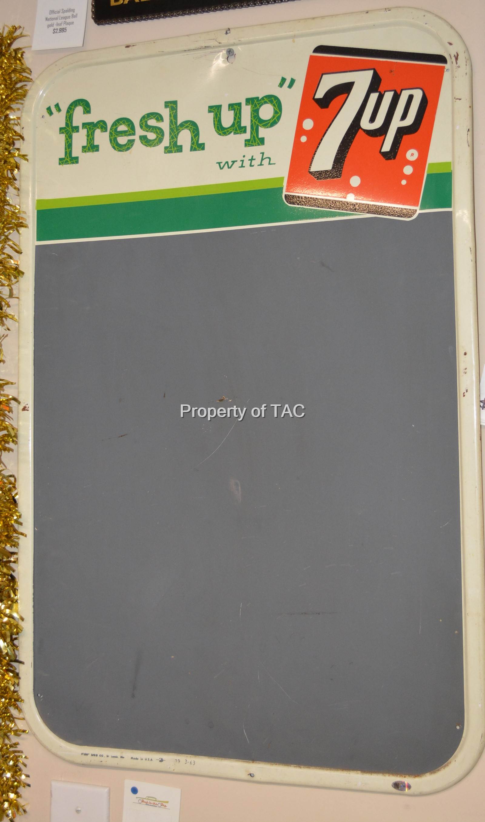 "Fresh up" with 7up Menu Board Metal Sign