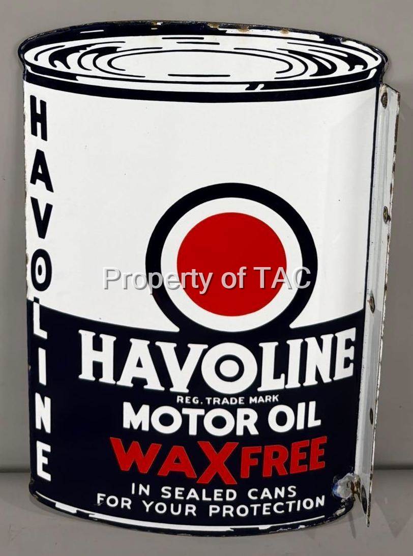 "CLEAN!" Havoline Motor Oil Wax Free Porcelain Flange Sign