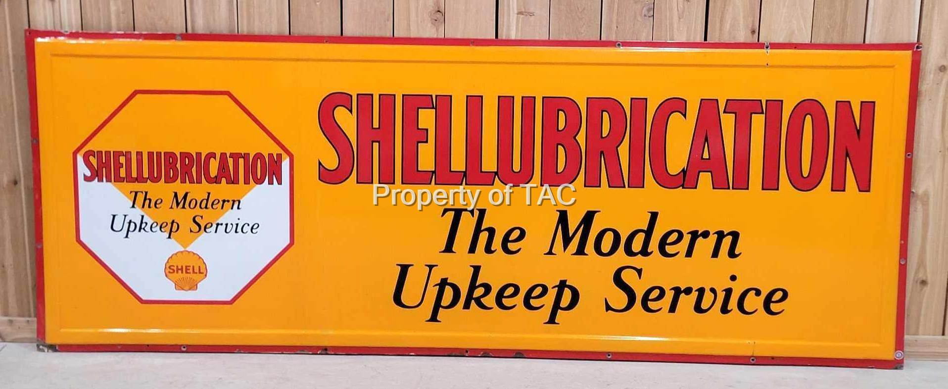 "EXCELLENT!" Shellubrication "the Modern Upkeep Service" w/Logo Large Porcelain Sign