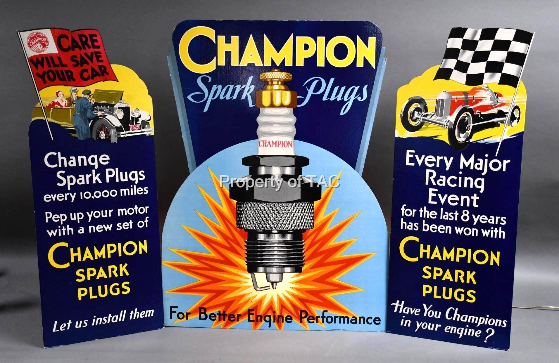 "Once in a Lifetime Chance, Spectacular!"  Champion Spark Plug Cardboard Lighted Sign