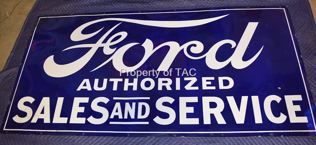 Ford Authorized Sales and Service Porcelain Sign (TAC)