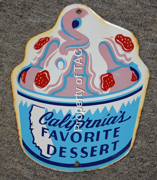 (Foster Freeze) Strawberry Sunday Porcelain Sign