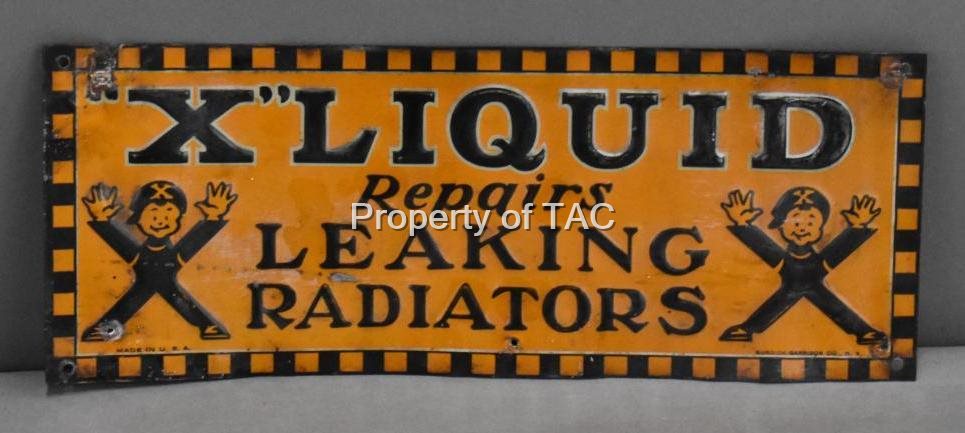 "X" Liquid Repairs Leaking Radiators w/Logo Metal Sign