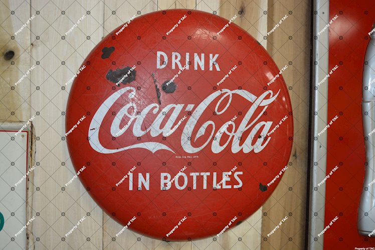 Drink Coca-Cola in Bottles button sign