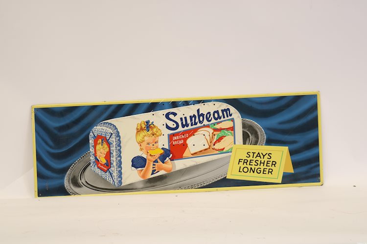 Sunbeam Enriched Bread Stays Fresher Longer" w/girl logo sign"