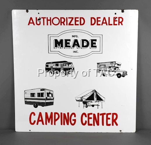 Meade Camping Center Authorized Dealer Porcelain Sign