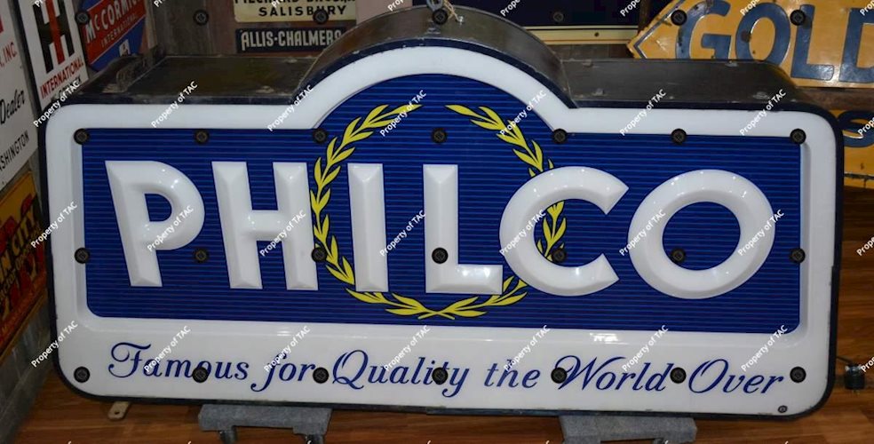 Philco Famous for Quality the World Over" Plastic Lighted sign"