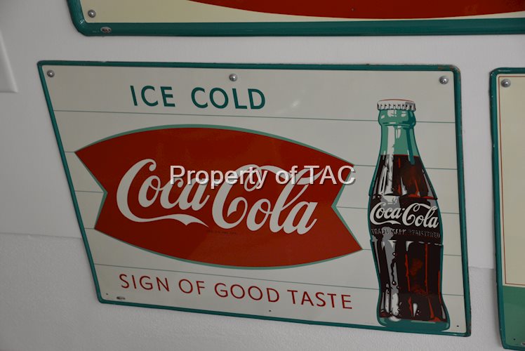 Ice Cold Coca-Cola Sign of Good Taste with fishtail logo,