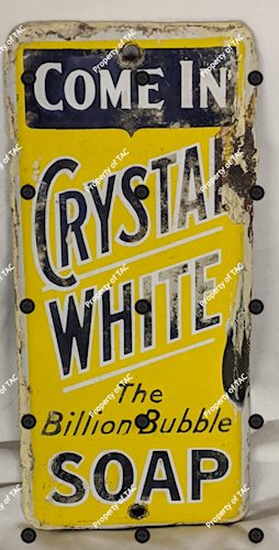 Come In Crystal White the Billion Bubble Soap Single Sided Porcelain Door Push Sign