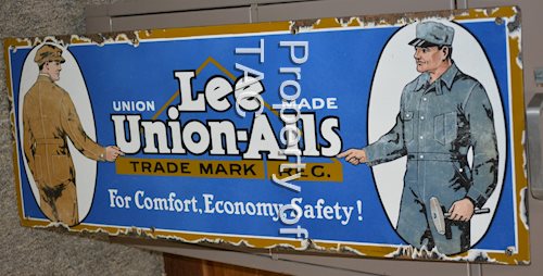Lee Union-Alls "For Comfort, Economy, Safety!" Porcelain Sign