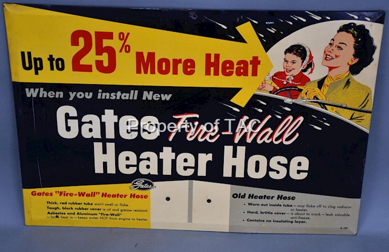 Gates Fire-Wall Heater Hose Metal Display Sign