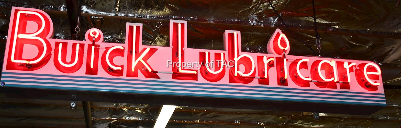 BUICK LUBRICARE SINGLE- SIDED PORCELAIN DIECUT NEON SIGN