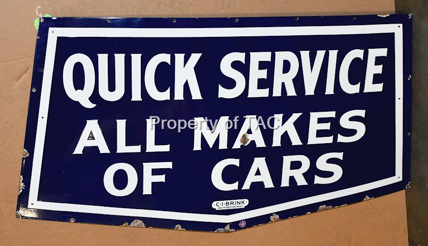 (Ford) Quick Service All Makes of Cars Porcelain Sign