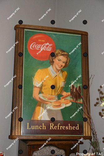 Drink Coca-Cola Lunch Refreshed" cardboard poster in original frame"