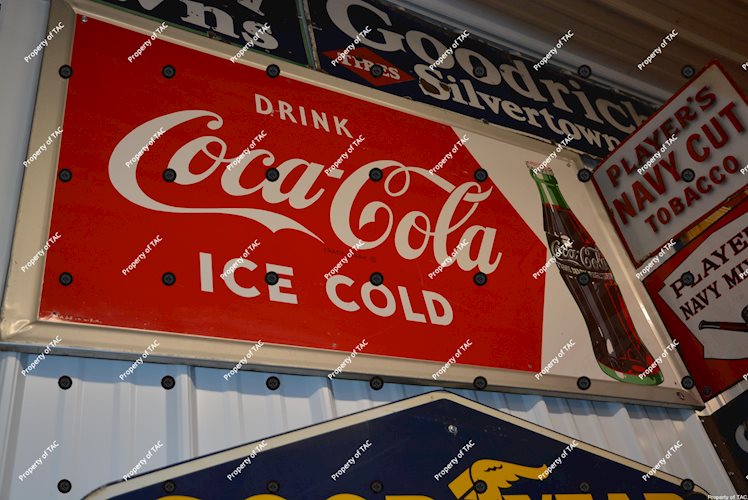 Drink Coca-Cola w/bottle metal sign