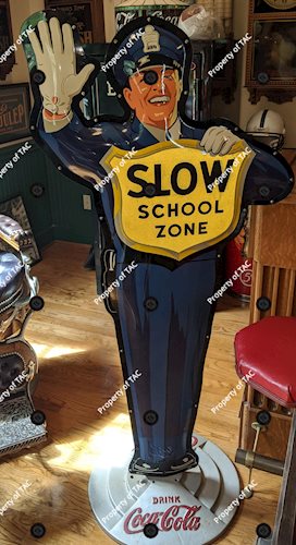 New Old Stock Coca Cola Policeman Curb Sign