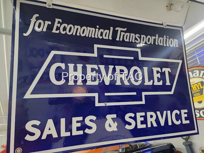 Chevrolet "for Economical Transportation" Sales & Service Porcelain Sign