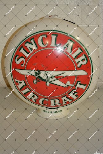 Sinclair Aircraft w/plane logo OPB milk glass logo