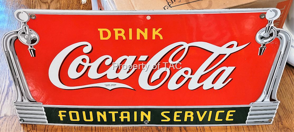 Drink Coca Cola Fountain Service SSP Single Sided Porcelain Sign
