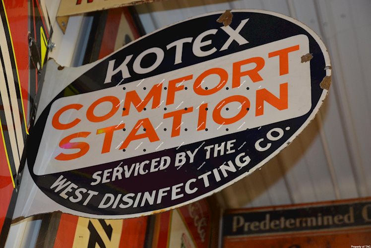Kotex Comfort Station porcelain sign