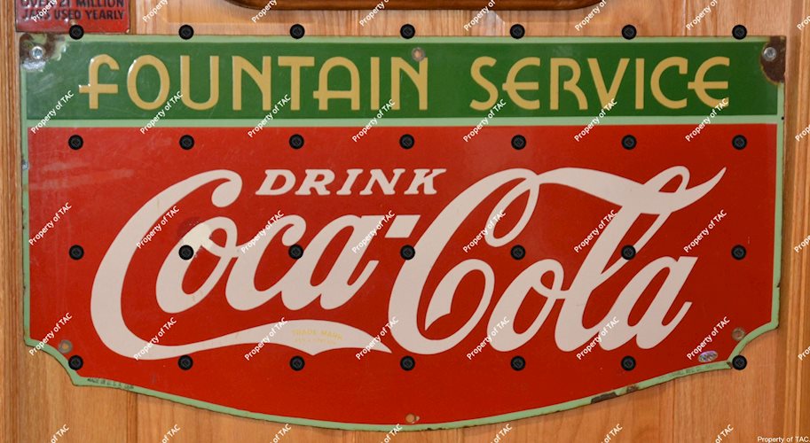 Drink Coca-Cola Fountain Service porcelain sign
