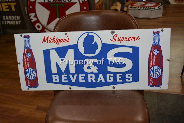 M&S Beverages w/Bottles Porcelain Sign