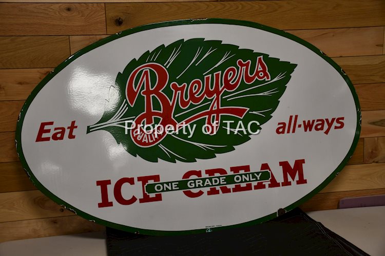 Breyers Ice Cream "eat all-ways" w/Logo Porcelain Sign