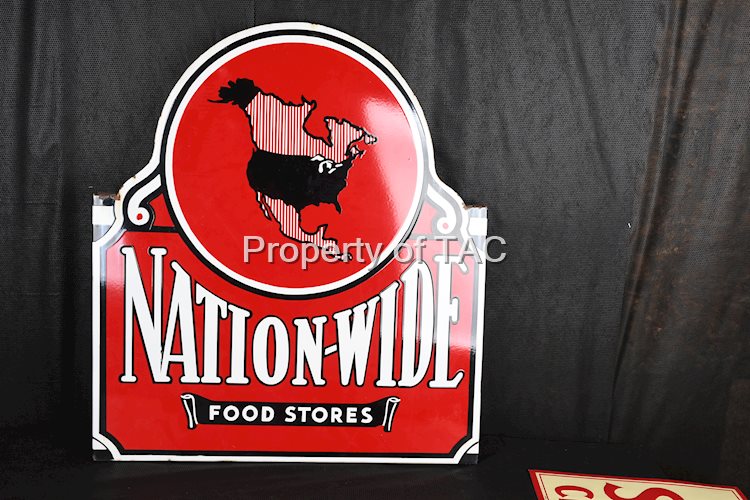 Nation-Wide Food Stores w/Logo Porcelain Sign