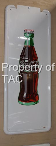 Coca-Cola w/Bottle Pilaster Metal Sign